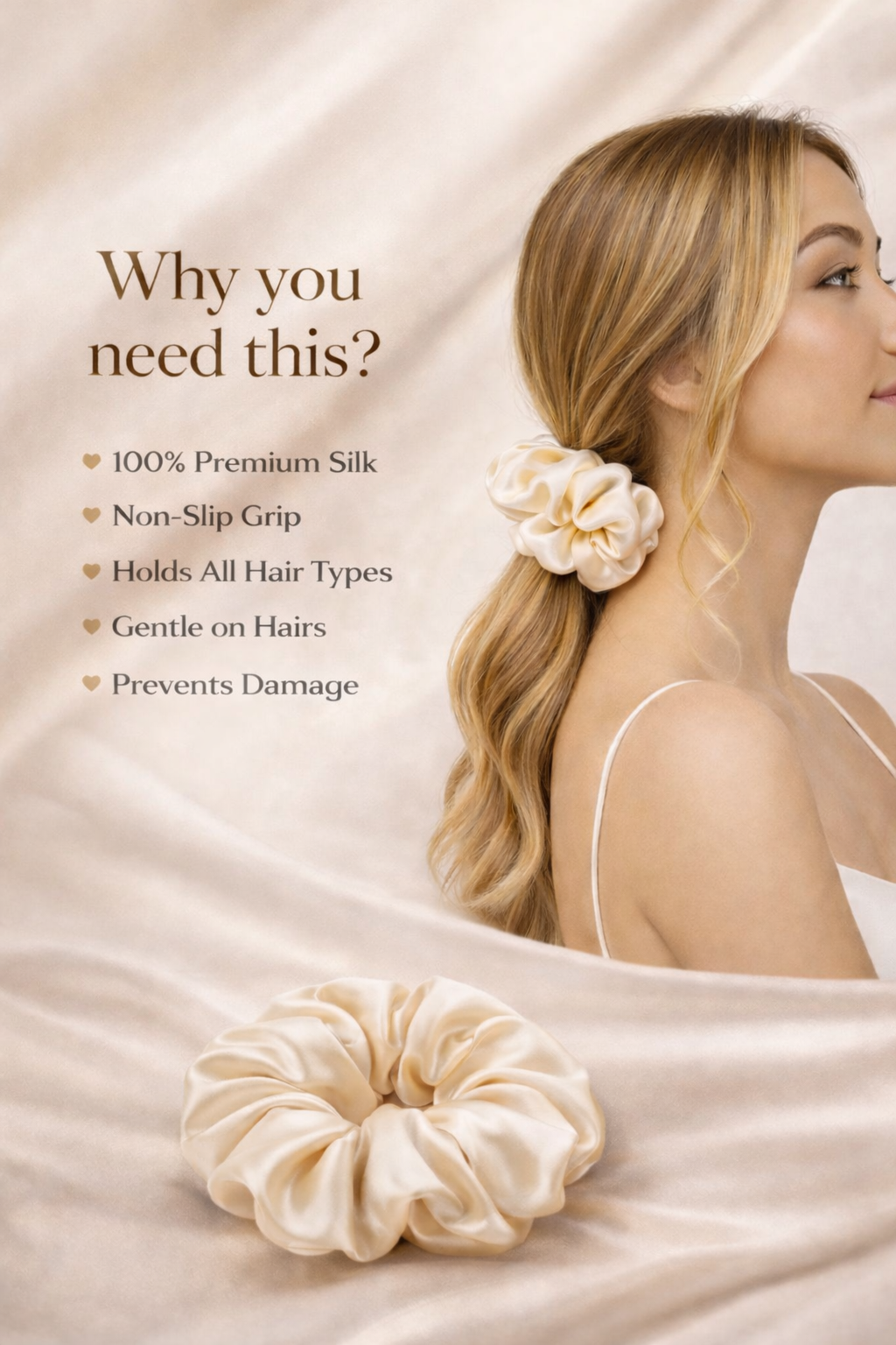 NIYAROQ 3-in-1 Pastel Satin Silk Scrunchie Box with Metallic Butterfly Hair Clips and Mini Elastic Bands - Pink, White, Sky Blue, Sage Green, Peach, Lavender, Cream Gold