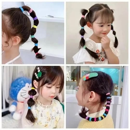 Bag of kids' colourful mini elastic hair bands from the NIYAROQ Ultimate Hair Care Combo